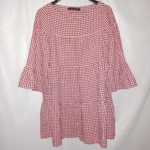ZARA WOMAN GINGHAM CHECKERED PRINT MINI DRESS